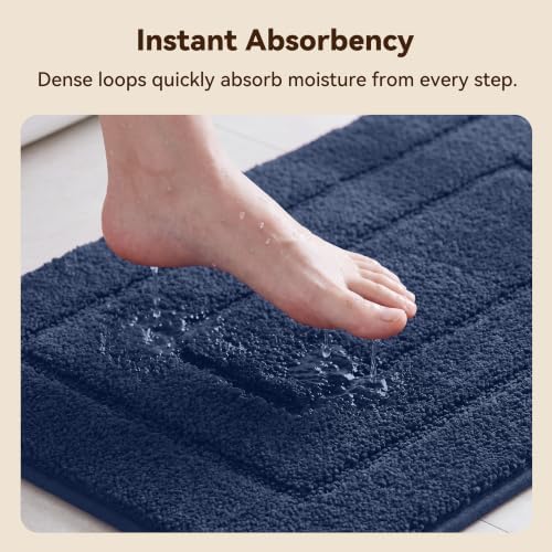 GRANNY SAYS Blue Bathroom Rug 16" x 24", Non-Slip Microfiber Bath Mat