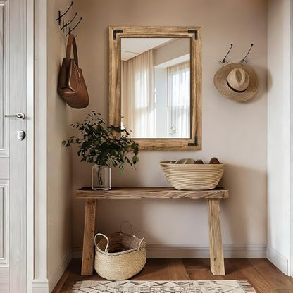 Bathroom Mirror for Wall, 24" x 32" Wooden Vanity Mirror