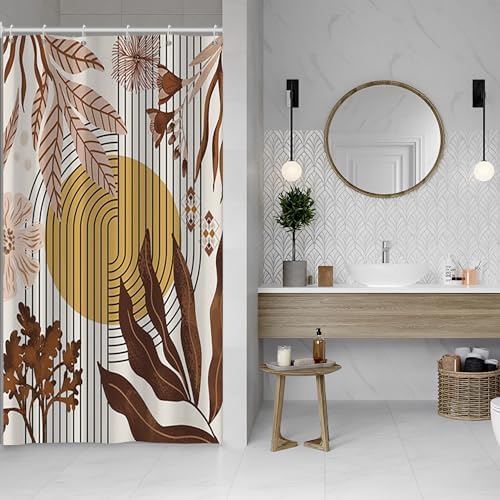 Boho Brown Stall Shower Curtain with Hooks 48x72 Inch