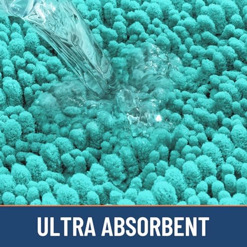 Smiry Bathroom Rugs 24X16, Extra Soft Rubber Backing Chenille Bath Mats