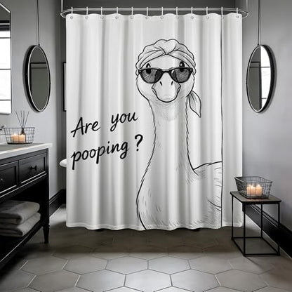 Funny Duck Shower Curtain Cute Silly Goose are You Pooping Shower Curtains for Bathroom Decor Sets, Waterproof Cloth Fabric with Hooks, 70 x 72 Inch