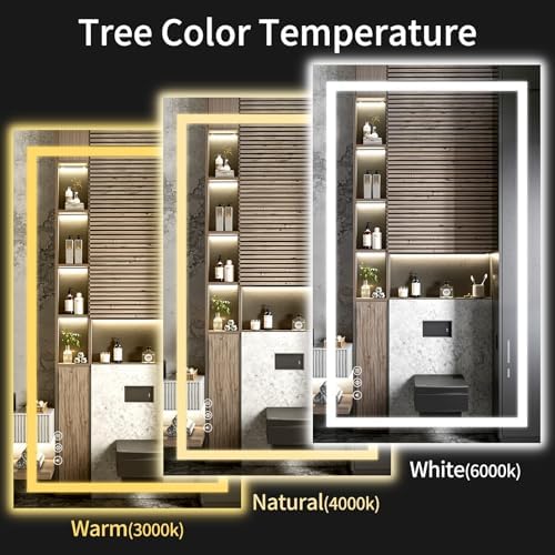 30"x48" LED Bathroom Mirror with Lights | Dimmable，Anti-Fog，Bathroom Vanity Mirror for Wall, Backlit + Front Lit, Memory Function, Shatter-Proof, Tempered Glass