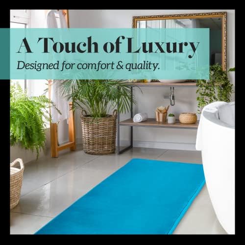 Memory Foam Bath Mat Non Slip Absorbent Super Cozy Velvet Bathroom Rug Carpet (24 inches X 48 inches, Caribbean Sea)