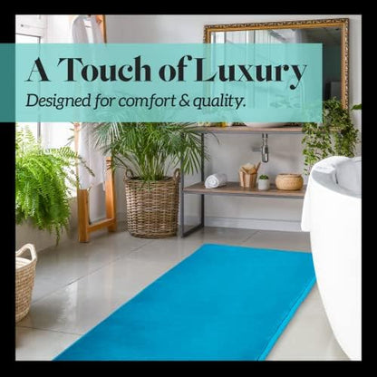 Memory Foam Bath Mat Non Slip Absorbent Super Cozy Velvet Bathroom Rug Carpet (22 inches X 36 inches, Caribbean Sea)