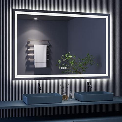 Amorho LED Bathroom Mirror, 60"X40" with Front Light and Backlit