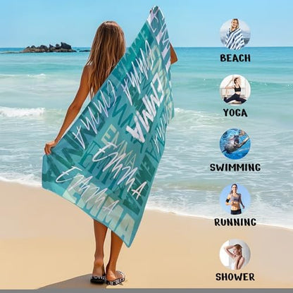 JML Personalized Beach Towel with Name, Custom Beach Towel with Name, Customized Microfiber Pool Towel, Quick Dry & Absorbent Swim Towel for Adult,Anniversary, Birthday, Summer Holiday,Vacation