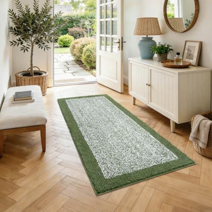 48x24 Bathroom Rugs Non Slip Washable, Soft Absorbent Bath Mat Matcha Green