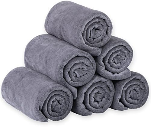 JML Microfiber Bath Towels, Bath Towel Set (6 Pack, 27" x 55") - Extra Absorbent and Fast Drying,Multipurpose Microfiber Towel for Bath, Beach, Pool, Sports, Yoga - Grey