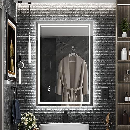 Ratsamee 24"x36" LED Bathroom Mirror with Lights, Backlit + Front Lit