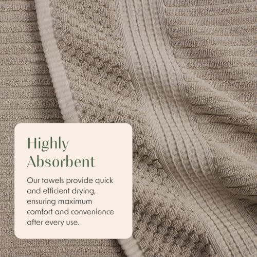 Springtree Home 100% Cotton Bath Towel Set | 4-Pack | Textured | Brown