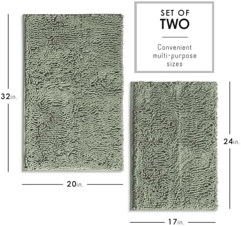 Hearth & Harbor Bathroom Rugs, Chenille Bath Mat - Machine Washable Bath Mats for Bathroom Non-Slip Backing Rubber, Quick Dry Bathroom Mat