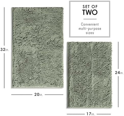 Hearth & Harbor Bathroom Rugs, Chenille Bath Mat - Machine Washable Bath Mats for Bathroom Non-Slip Backing Rubber, Quick Dry Bathroom Mat