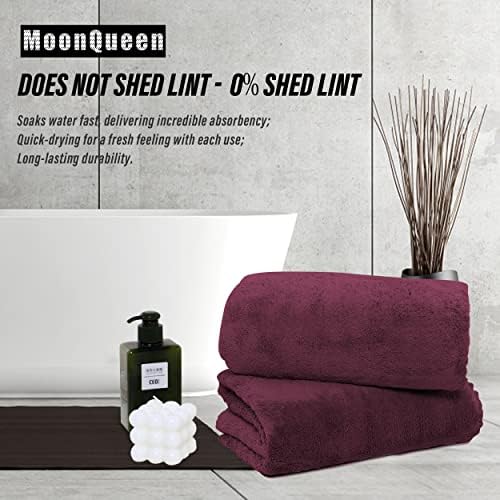 MOONQUEEN 6 Pack Premium Bath Towel Set - Quick Drying - Microfiber Coral Velvet Highly Absorbent Towels - Multipurpose Use as Bath Fitness, Bathroom, Shower, Sports, Yoga Towel (Burgundy)