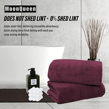 MOONQUEEN 6 Pack Premium Bath Towel Set - Quick Drying - Microfiber Coral Velvet Highly Absorbent Towels - Multipurpose Use as Bath Fitness, Bathroom, Shower, Sports, Yoga Towel (Burgundy)