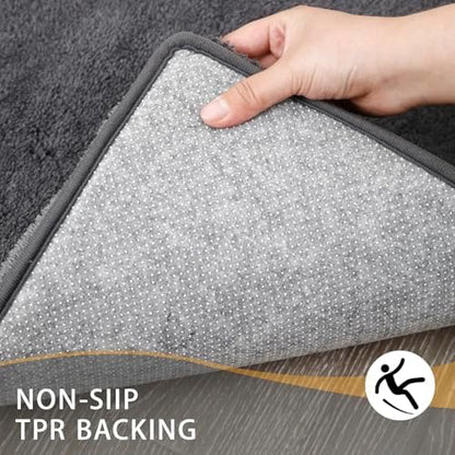 MINIDEAR Bathroom Rugs 60x20 Volcanic Gray - Thick Memory Foam Bath Mat, Ultra Soft & Plush Fluffy, Non-Slip, Quick Dry, Absorbent Washable Floor Microfiber Mat for Tub, Home Decor Accessories