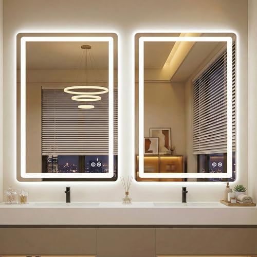 LED Bathroom Mirror with Lights, 2 Pack 24 x 36 Lighted Vanity Wall Mirror
