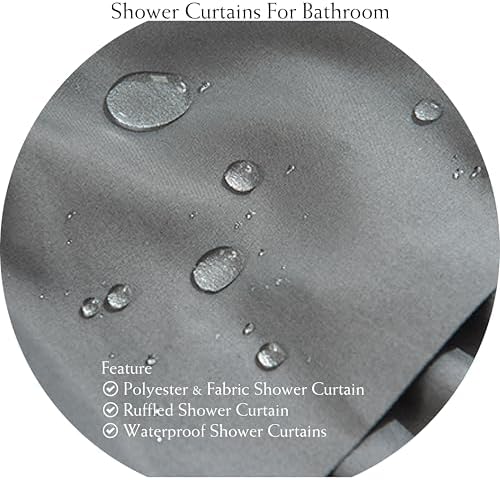 Gray Ruffle Shower Curtains For Bathroom, 36x72 Inch, Farmhouse Chic Look