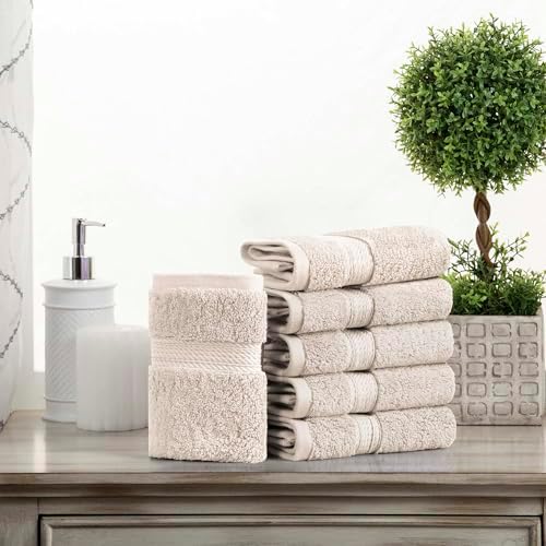 Superior Egyptian Cotton Plush & Absorbent, Face Towel Set of 6, Stone