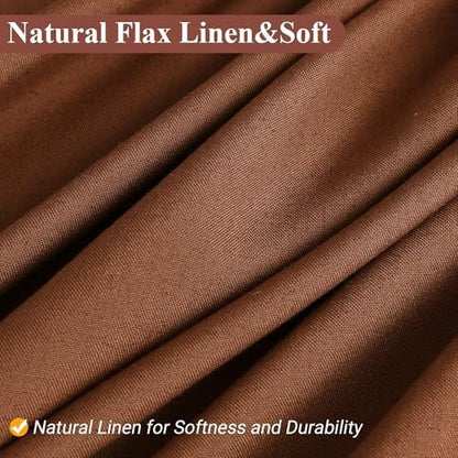Naturoom Linen Shower Curtain 80 Inch for Bathroom Rustic Brown 1 Panel