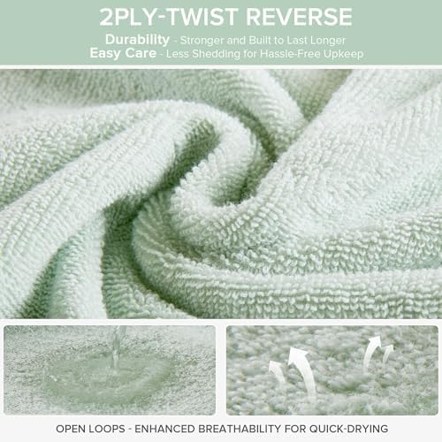 Comfort Spaces 12 Pc Towel Set, 100% Cotton Zero Twist, Seafoam Green