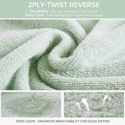 Comfort Spaces 6 Pc Towel Set, 100% Cotton Zero Twist, Seafoam Green