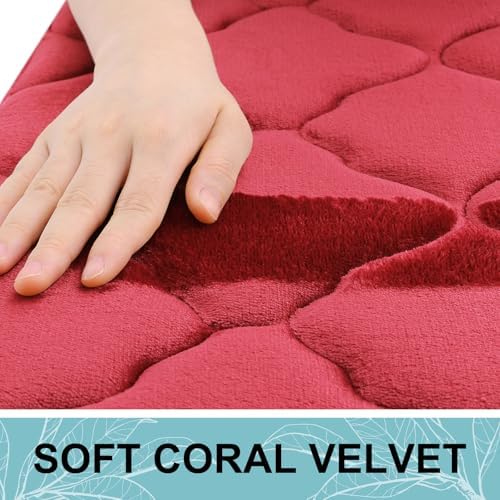 OLANLY Memory Foam Bath Mat Rug 30x20, Ultra Soft Bathroom Rugs, Red