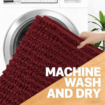 OLANLY Small Bathroom Rugs 24x16, Thick Soft Absorbent Chenille Bath Rugs