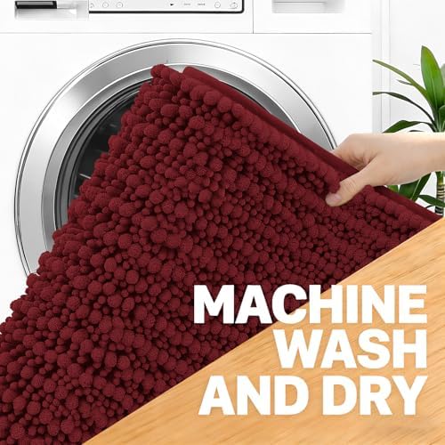 OLANLY Bathroom Runner Rugs 59x24, Thick Soft Absorbent Chenille Bath Rugs