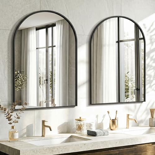 AMOISE Arched Bathroom Mirror for wall, 2Pack 30"x20" Vanity Mirror, Black