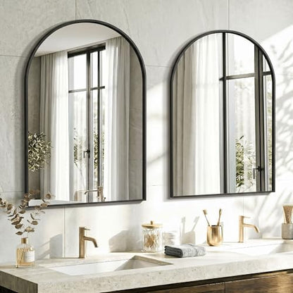 AMOISE Arched Bathroom Mirror for wall, 2Pack 30"x20" Vanity Mirror, Black