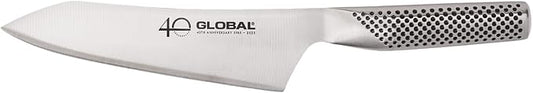 Global 40th Anniversary 7 inch Asian Chef's Knife, Unique convex edge, Ergonomic Handle, Slip Resistant Grip, Stainless Steel, Made In Japan, G-4/AB
