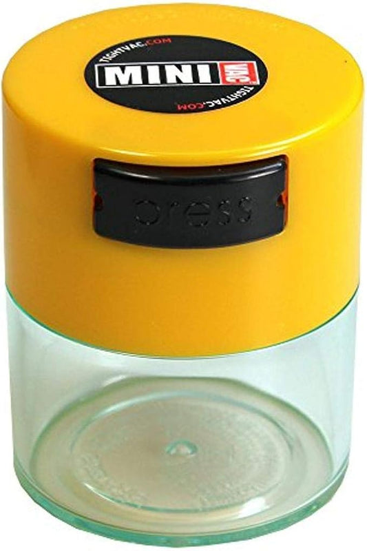 Minivac - 10g to 30 grams Airtight Multi-Use Vacuum Seal Portable Storage Container for Dry Goods, Food, and Herbs - Clear Yellow