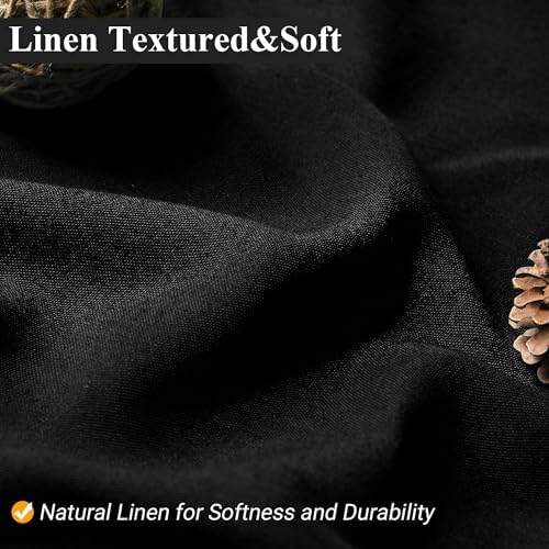 Naturoom Linen Shower Curtain 72 Inch Long for Bathroom Black 1 Panel