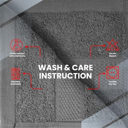 Infinitee Xclusives 100% Cotton Luxury Wash Cloths for Showering - 12 Pack
