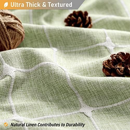 BTTN Extra Long Boho Farmhouse Linen Shower Curtain Set, 72x96, Sage Green