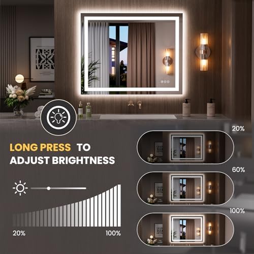 LOAAO 39.4"x31.5" LED Bathroom Mirror with Lights, UL Listed