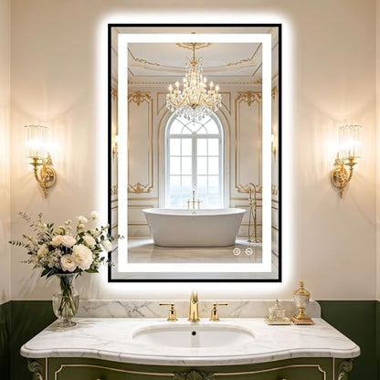 LED Bathroom Mirror with Light, 24x36 Vanity Mirror for Wall with Frame