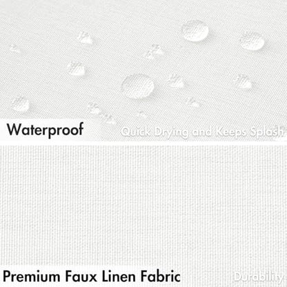 MIULEE White Scalloped Linen Shower Curtain 72x72 Inches