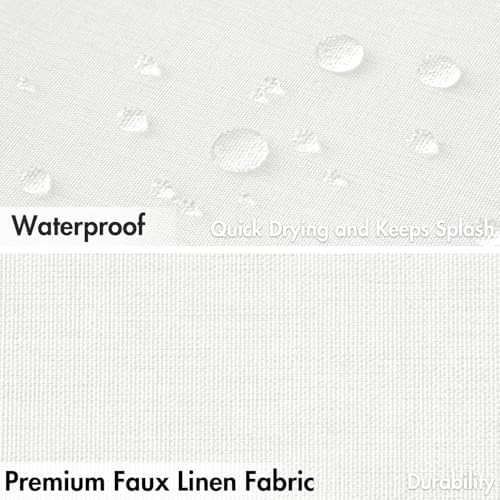 MIULEE 72"x84" Extra Long Scalloped Linen Shower Curtain White