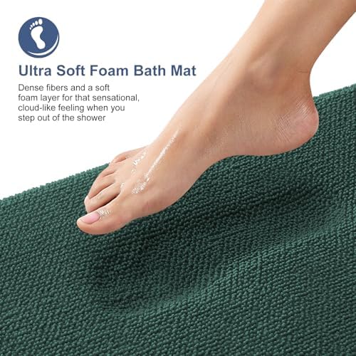 OLANLY Thick Memory Foam Bathroom Toilet Rug U-Shaped 24x20, Blackish Green