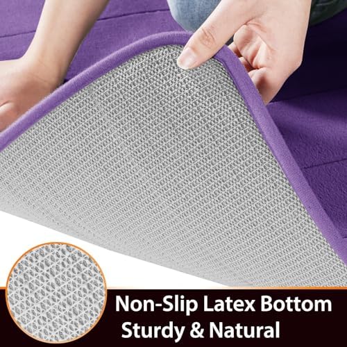 Yimobra Memory Foam Bath Mat, Super Soft Absorbent Bathroom Rug Non Slip, Quick Dry, Machine Washable Floor Carpet for Tub Shower, Home Decor Accessories, 24x17, Lavender