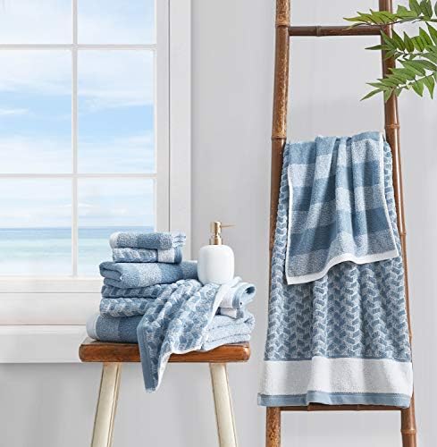 Nautica - Cotton Bath Towel Set with Hand Towels & Washcloths, 6-Piece Set