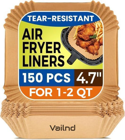 150PCS Small Air Fryer Liners Disposable, 4.7 Inch Parchment Paper for COSORI 2.1 Qt Air Fryer, Square Baking Paper Sheets for Mini Airfryer Basket