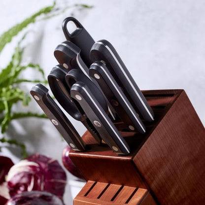 ZWILLING Gourmet 10-Piece Razor-Sharp German Knife Block Set, Made in Company-Owned German Factory with Special Formula Steel perfected for almost 300 Years, Dishwasher Safe, Acacia Block