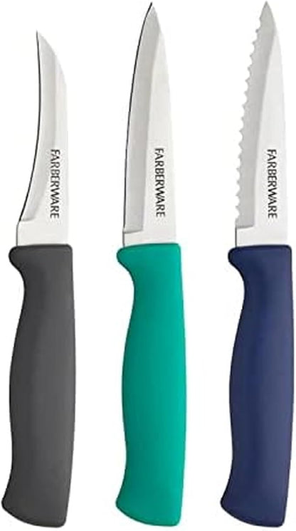 Farberware Paring Knife Set, 3-Piece, Blue