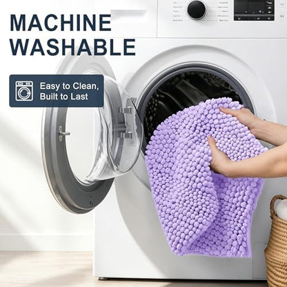 Smiry Thick Chenille Toilet Rugs U-Shaped 24x20, Soft Bath Mat, Lavender