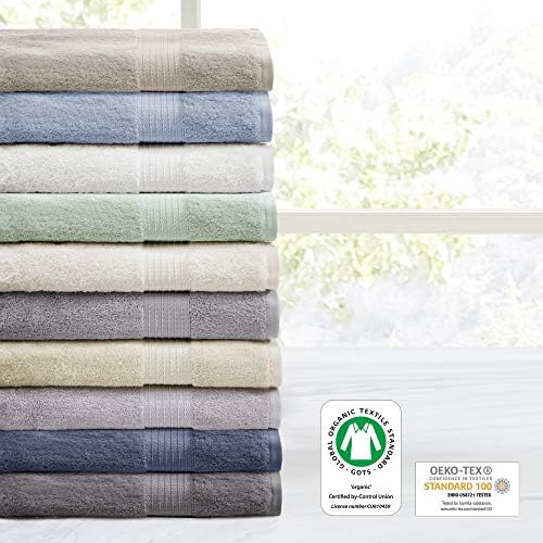 Madison Park Organic Cotton Bath Towel Set Absorbent, 6 Piece, Blue