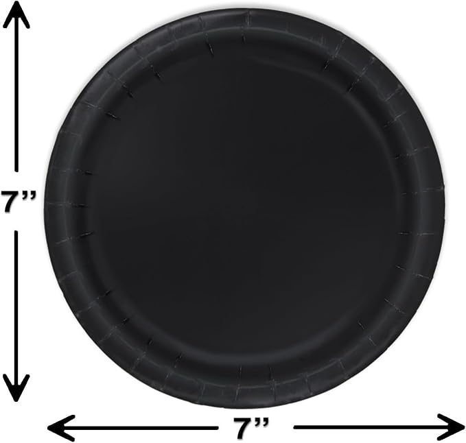 Heavy Duty Black Paper Plate Party Supplies Bundle 9" Dinner plate, 7" Dessert Plates And Napkins, 56 Piece Disposable Paper Party Plate Set