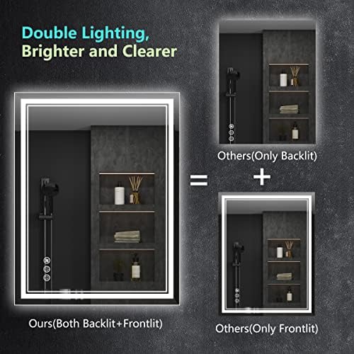 Ratsamee 24"x36" LED Bathroom Mirror with Lights, Backlit + Front Lit