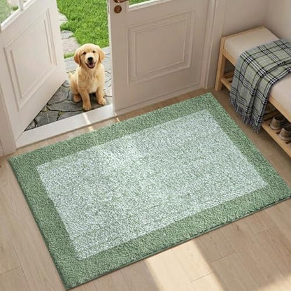 36x24 Large Bathroom Rugs Non Slip Washable, Soft Absorbent Bath Mat Green